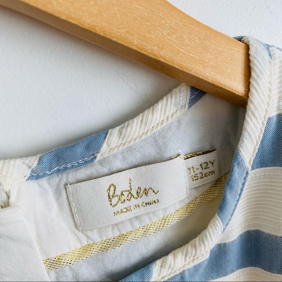 Mini Boden Textured Stripe Ruffle Dress - Picture 9 of 10